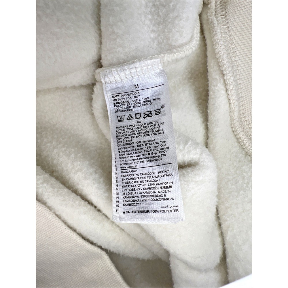 GAP Athletic Sherpa Hoodie Men's M Organic White Teddy Fleece Pullover - Picture 6 of 7